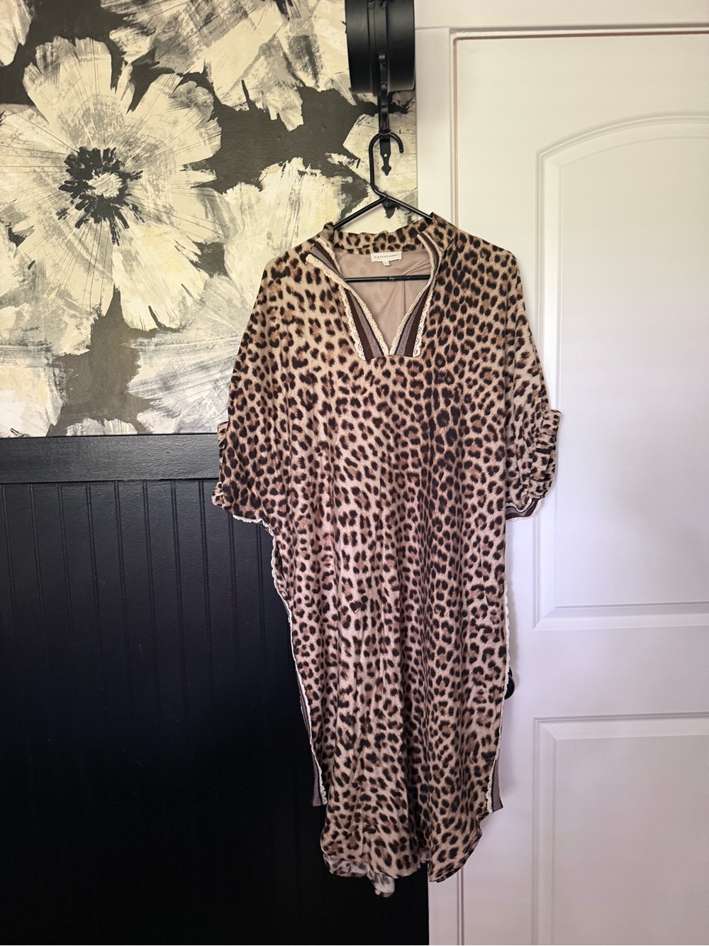 Leopard Print Tunic Dress - Tan & Black